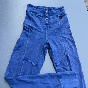 Free People Indigo High-Rise Button-Front Leggings